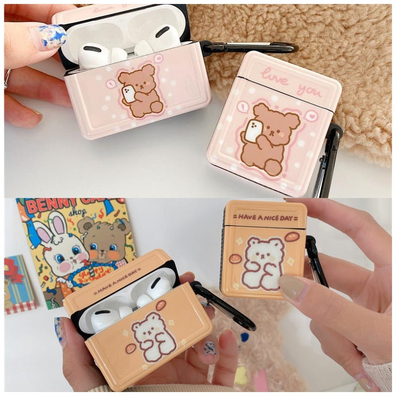 Compatible with Apple, Cute Cartoon Lovely Bear Case For Apple AirPods 2 1 Pro
