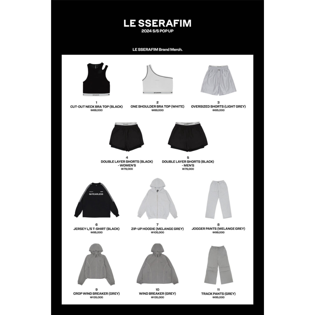 LE SSERAFIM Official Merch Bra Top / Leggings / Sweatpants / Track