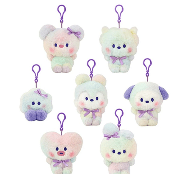 BT21 Minini 彩虹毛绒钥匙扣