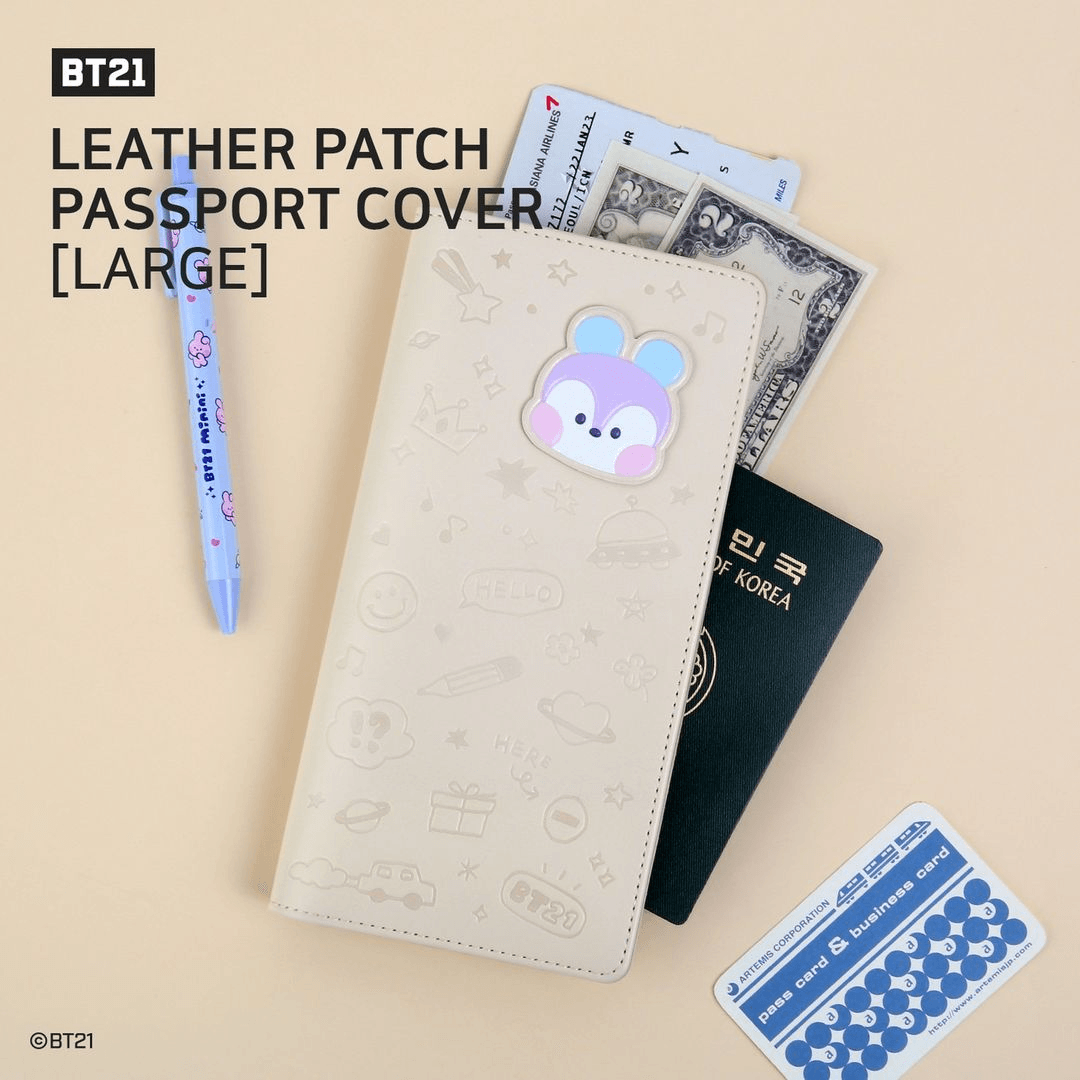 BT21 Minini Leather Patch Passport Cover L size