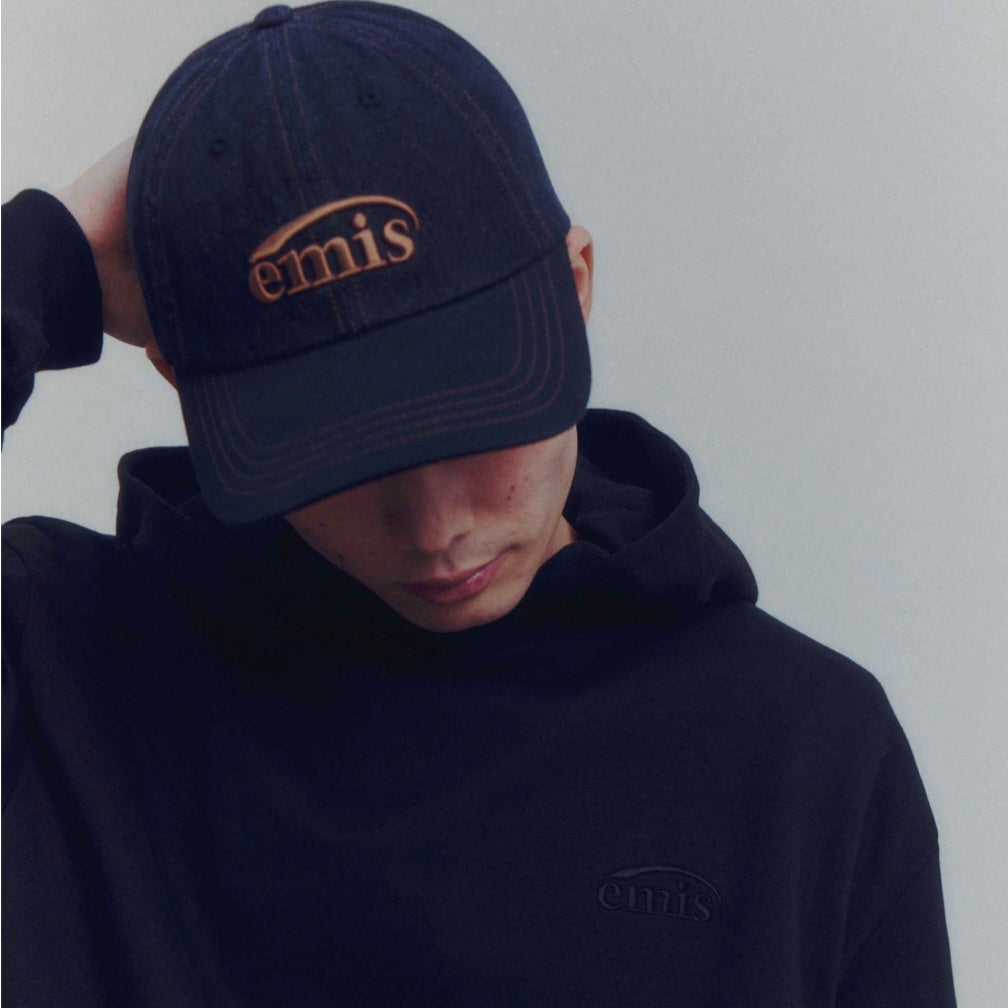 WASHED DENIM BALL CAP-GRAY/BLACK