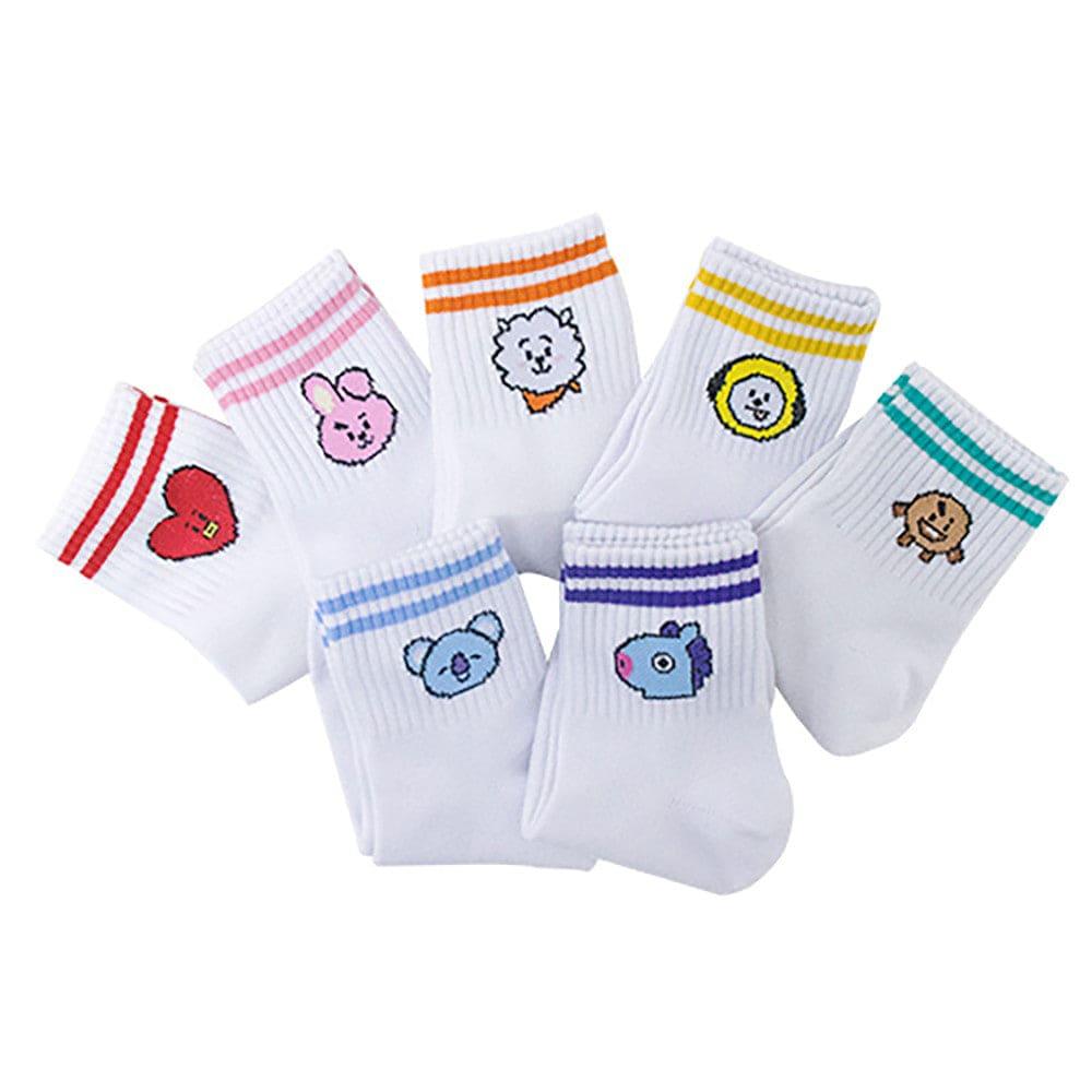 BT21 Character white Socks Line