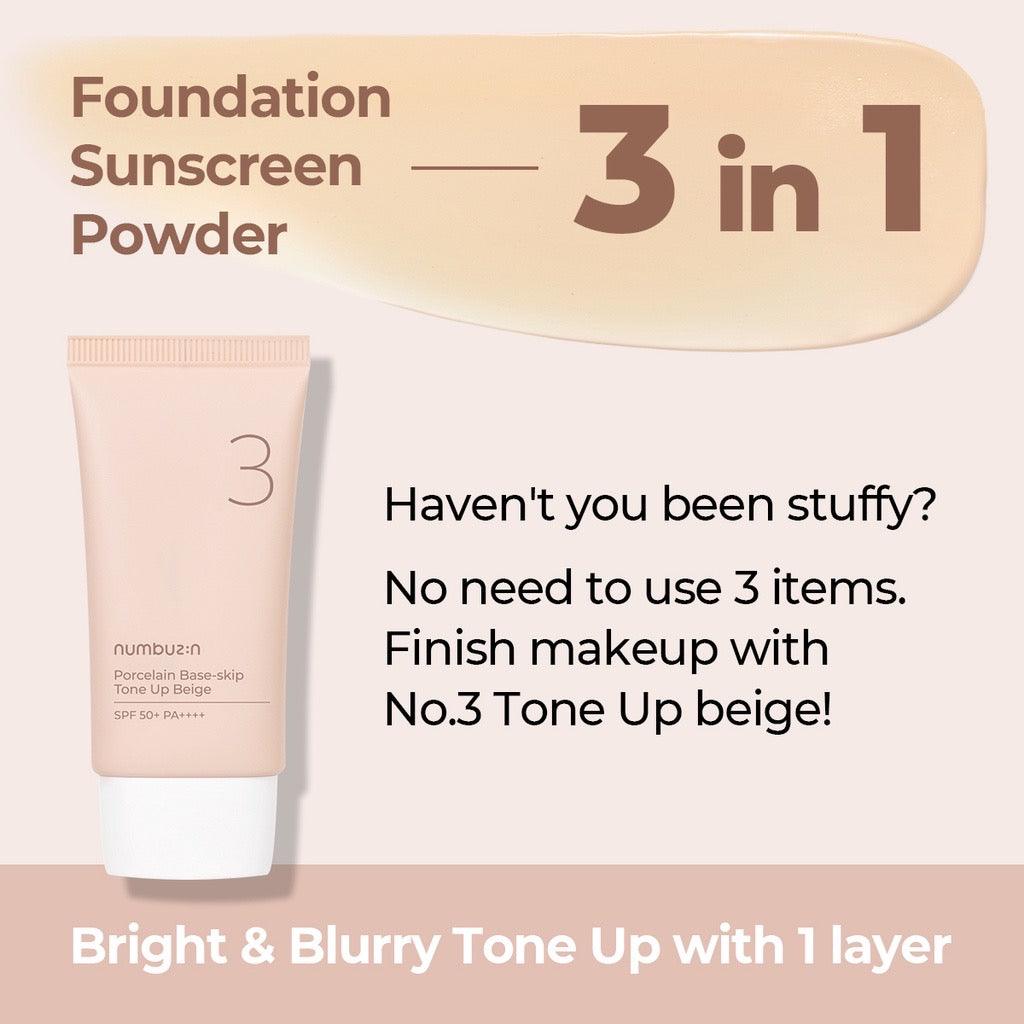NUMBUZIN No.3 Porcelain Base-Skip Tone Up Beige SP50+ PA++++