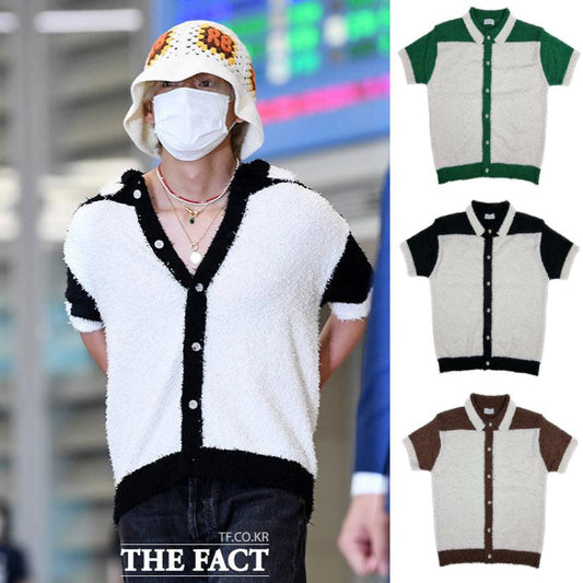 Ichivan Coloring Short Sleeved Collar Knitwear Taehyung Pick!