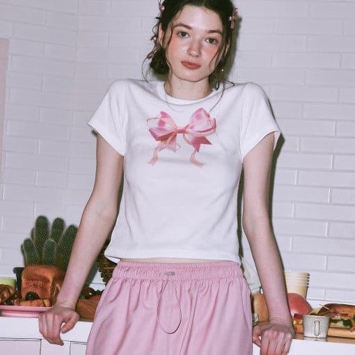 RONRON Double Ribbon Slim Crop T-Shirt – Celeb Pick