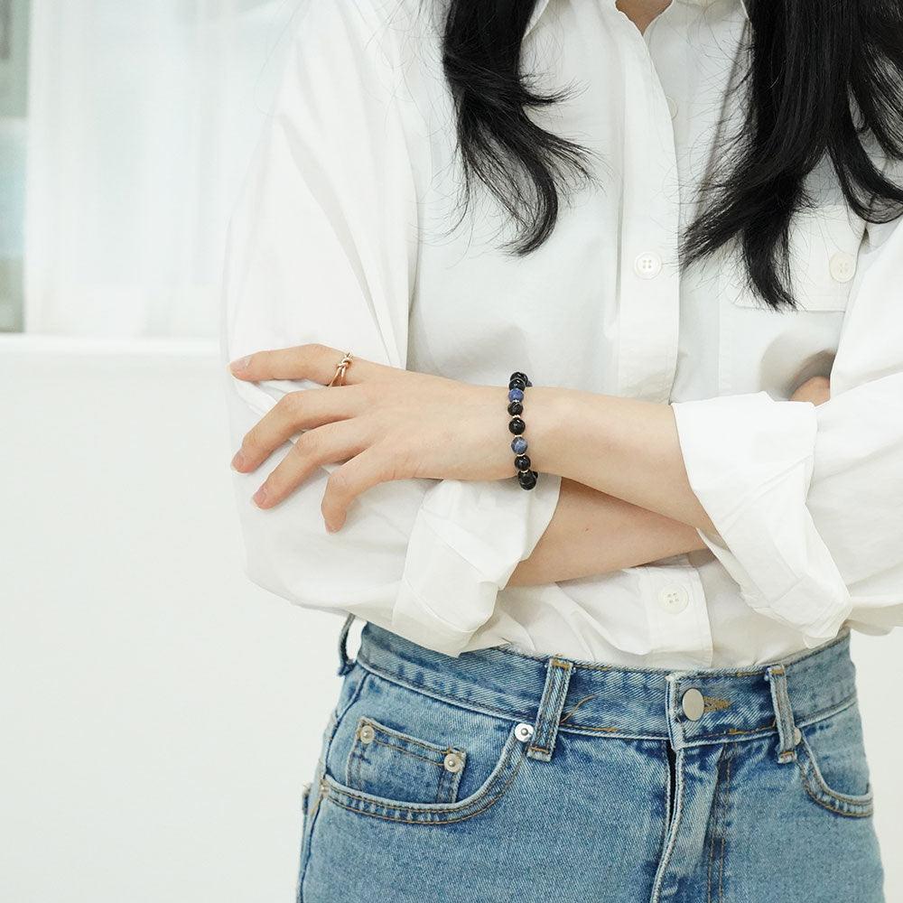 Delixir Onyx Sodalite Natural Stone Gemstone Success Bracelet JK Pick!