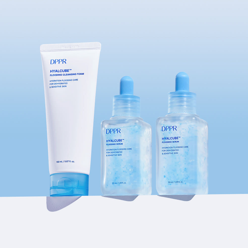 DPPR Hyaluronic Acid Hyal Cube Low-irritation Cleansing Foam 150ml + Moisture Serum 50ml x 2