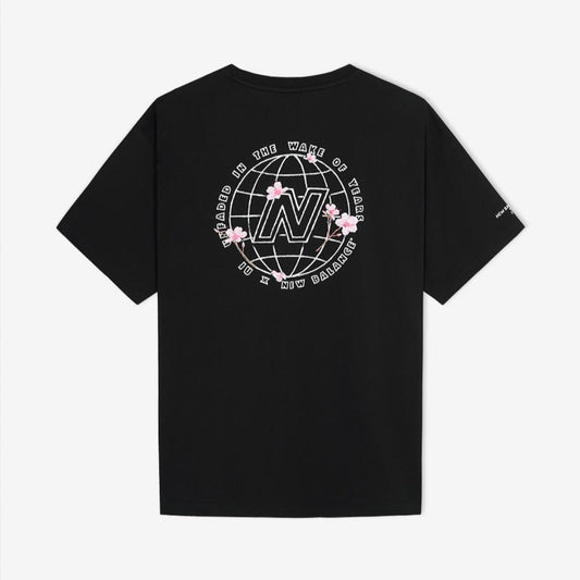 IU x New Balance Flower Gloves Graphic Short Sleeve T-shirt Black (Semi Over Fit)