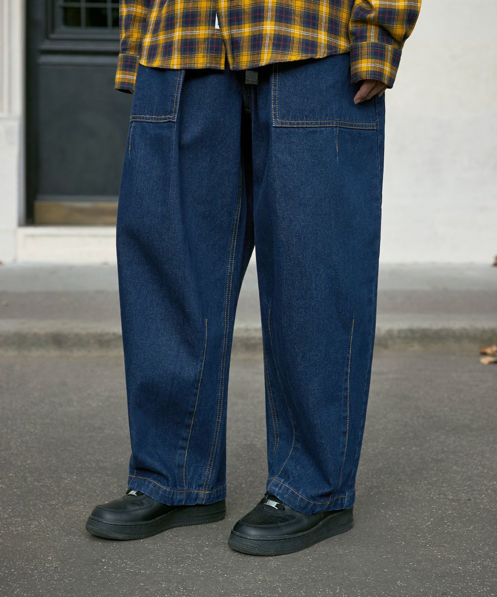 Washed Fatigue Balloon Denim Pants