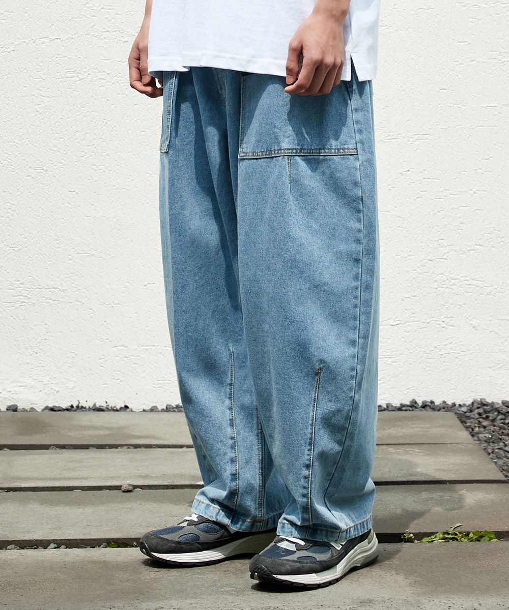 Washed Fatigue Balloon Denim Pants