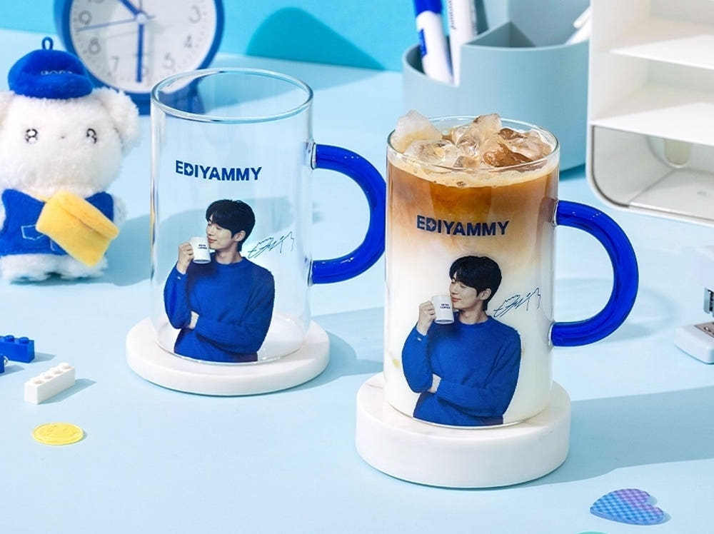 Ediya Coffee Byun Woo-seok Sign Blue Glass 600ml