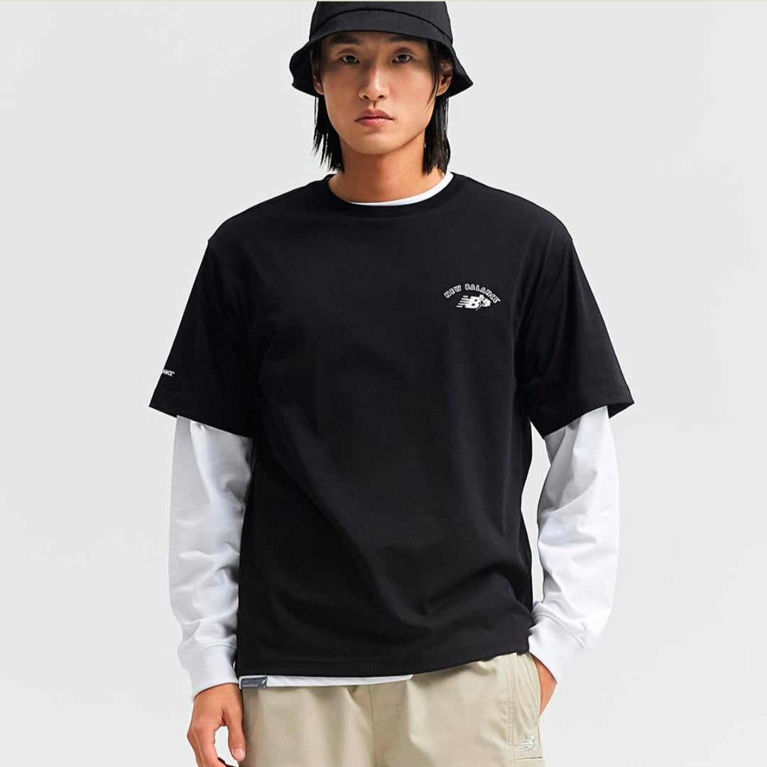 IU x New Balance Flower Gloves Graphic Short Sleeve T-shirt Black (Semi Over Fit)