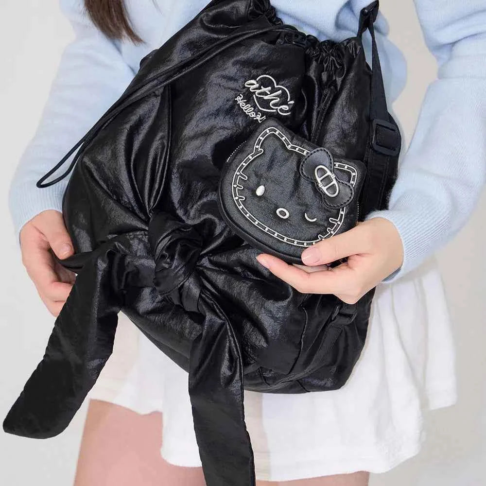 Hello Kitty x athe] Le Bon Glossy Black Backpack and Shoulder Bag S