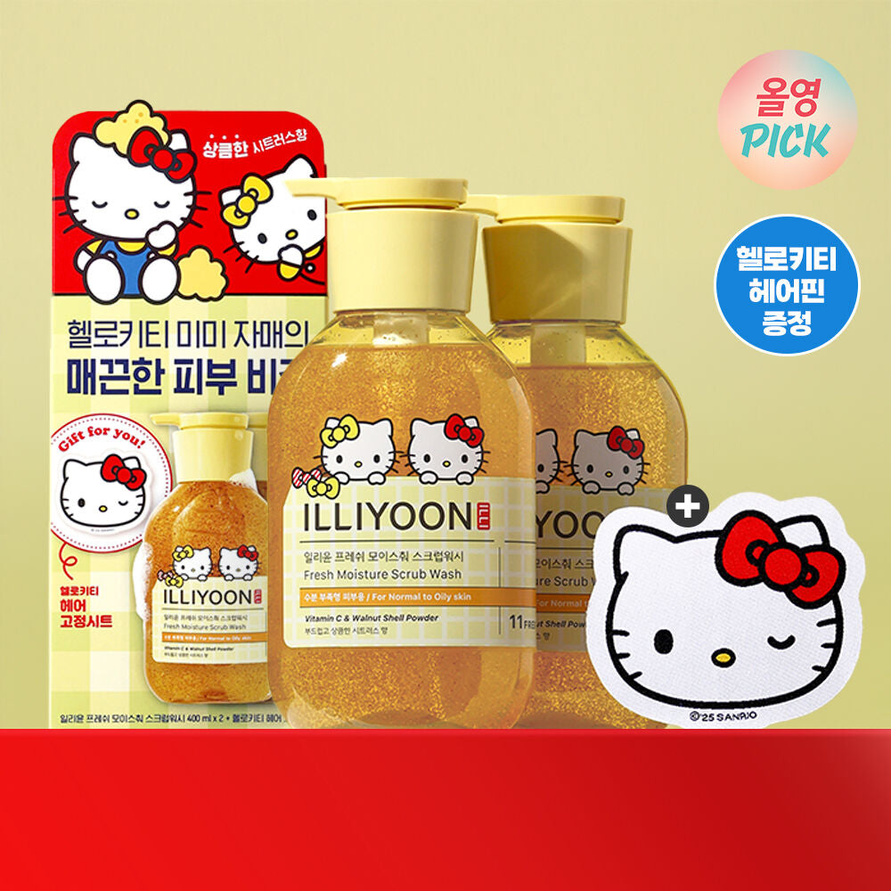 Illiyoon Fresh Moisture Scrub Wash 400ML*2+ Hello Kitty Hair Clip