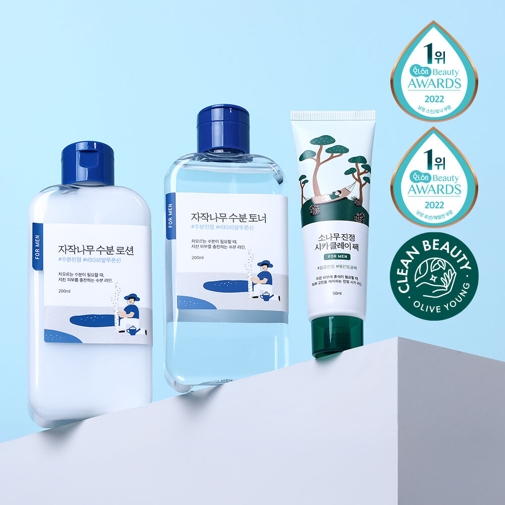 Round Lab for Men Birch Toner+Lotion (+Clay Pack 50ml)