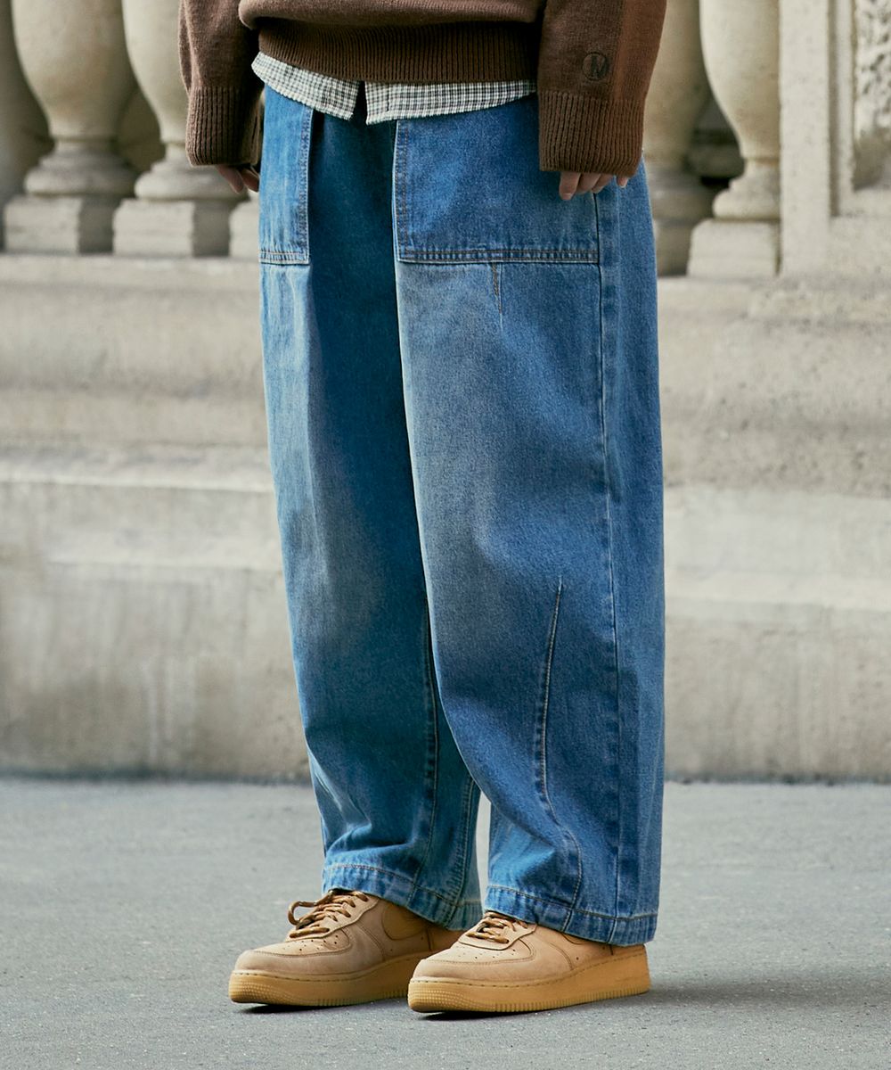 Washed Fatigue Balloon Denim Pants