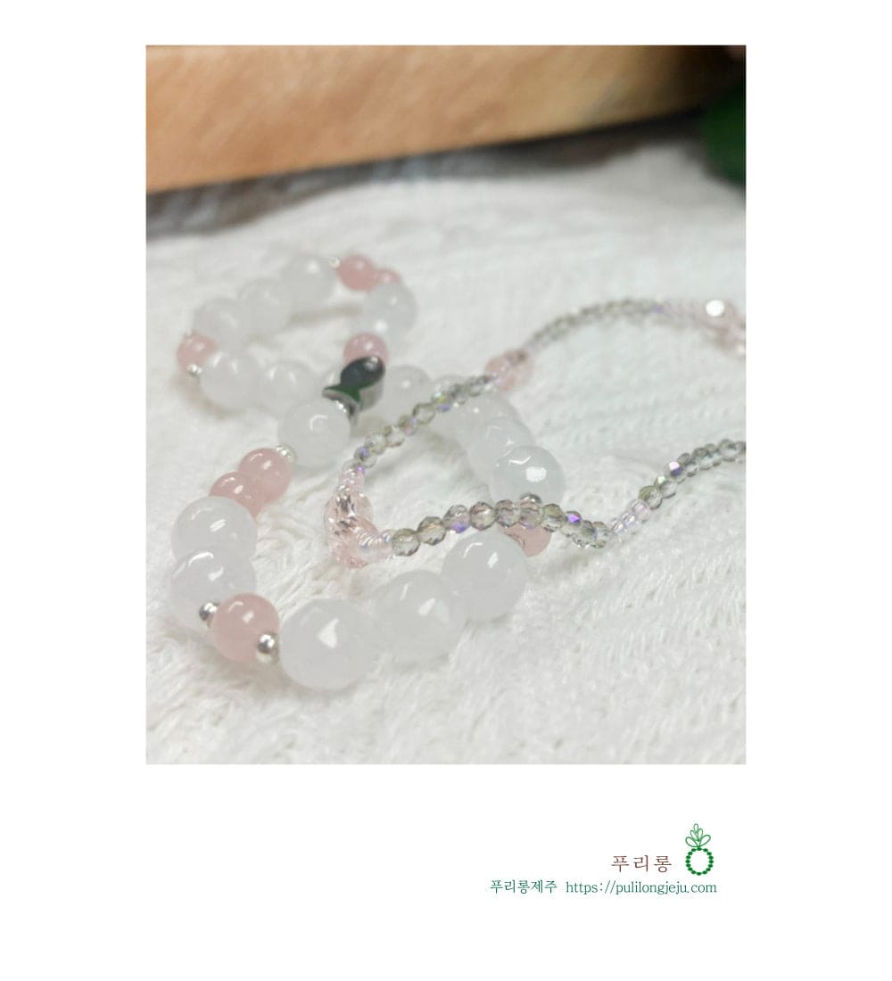 Natural White Pink Jade Fish Good Luck Fortune Gemstone Bracelet