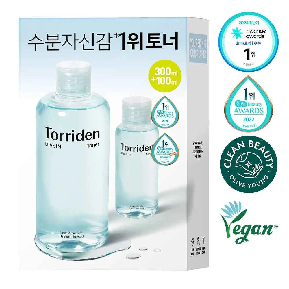 Torriden Dive-in Low Molecular Weight Hyaluronic Acid Toner 300ml Special (+100ml Extra Gift)