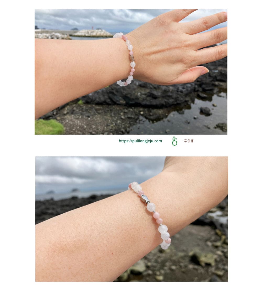 Natural White Pink Jade Fish Good Luck Fortune Gemstone Bracelet