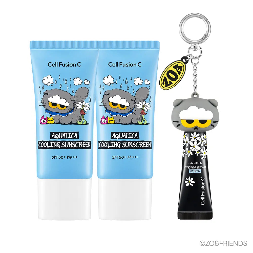 Cellfusion C x ZO&Friends Aquatica Cooling Sunscreen 35ml Double Plan (+10ml Jo&Friends Cap Keyring)