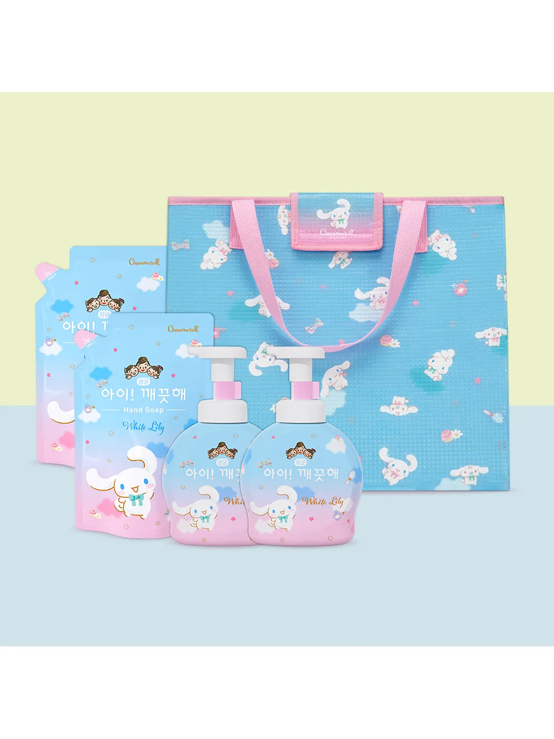 Ai! Kkaekkeuthae x Cinnamonroll 2x 490ml containers + 2 x 450ml refills [Free cooler bag or picnic mat