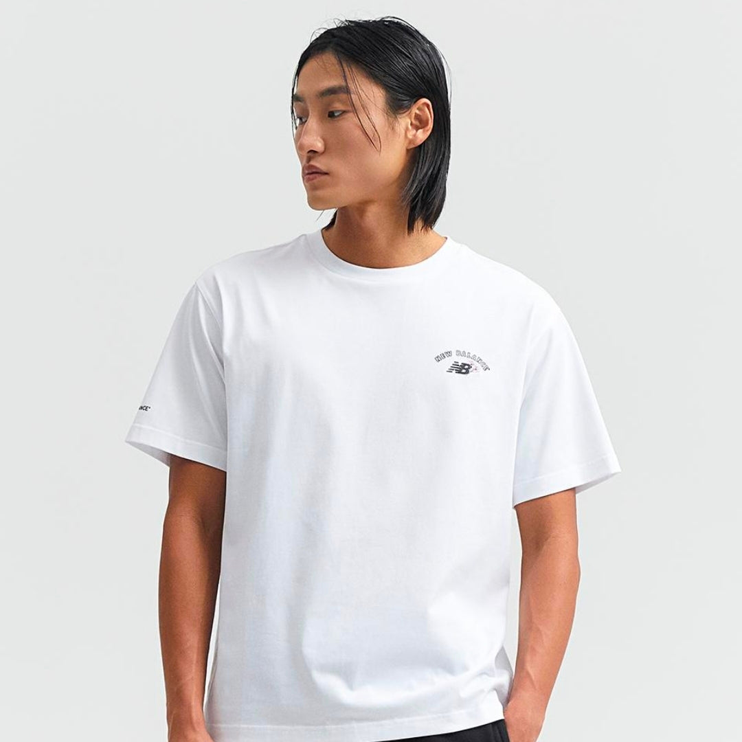IU x New Balance Flower Gloves Graphic Short Sleeve T-shirt White(Semi Over Fit)