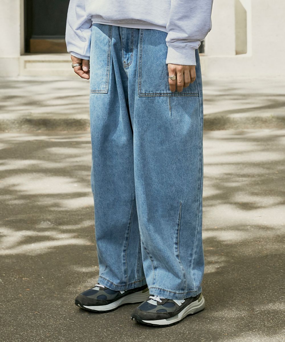 Washed Fatigue Balloon Denim Pants