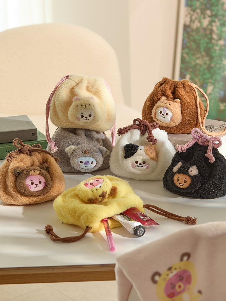 BT21 More Fluffy Face Doll String Pouch