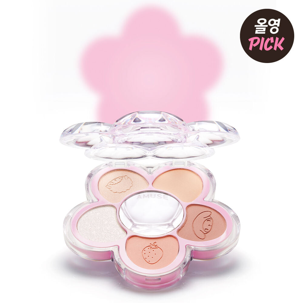 【My Melody & Kuromi】Amuse Flower 眼影盘限量版(好友亚克力钥匙扣+角色贴纸)