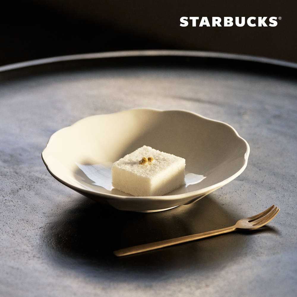 【星巴克】【独家】白色瓷质花形甜点盘