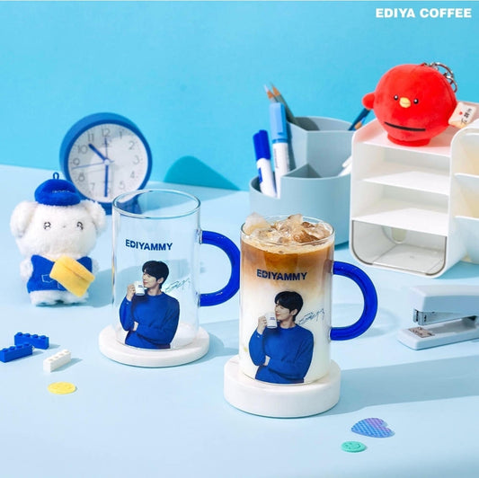 Ediya Coffee Byun Woo-seok Sign Blue Glass 600ml