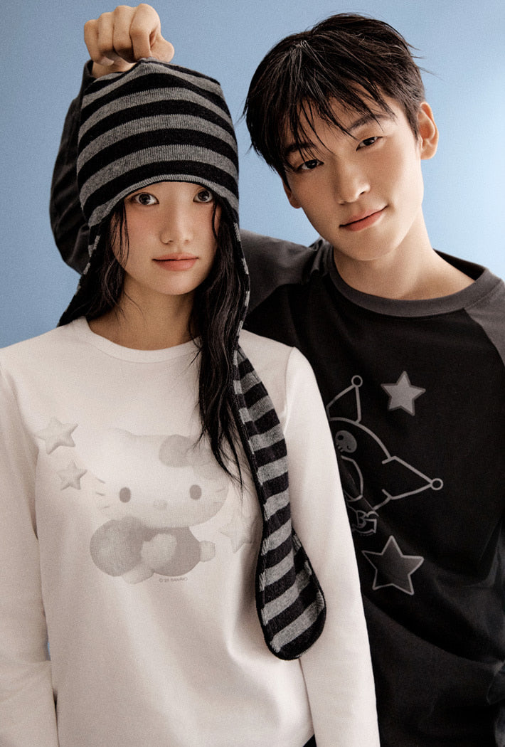 SANRIO x SPAO Long-sleeved T-shirt ( BLACK) - Kgifts.shop