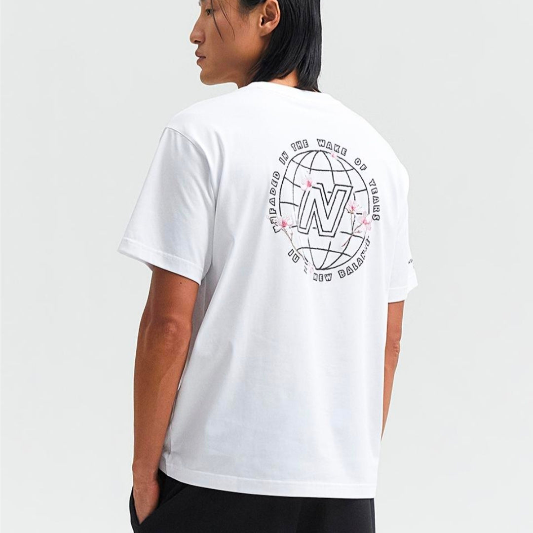 IU x New Balance Flower Gloves Graphic Short Sleeve T-shirt White(Semi Over Fit)