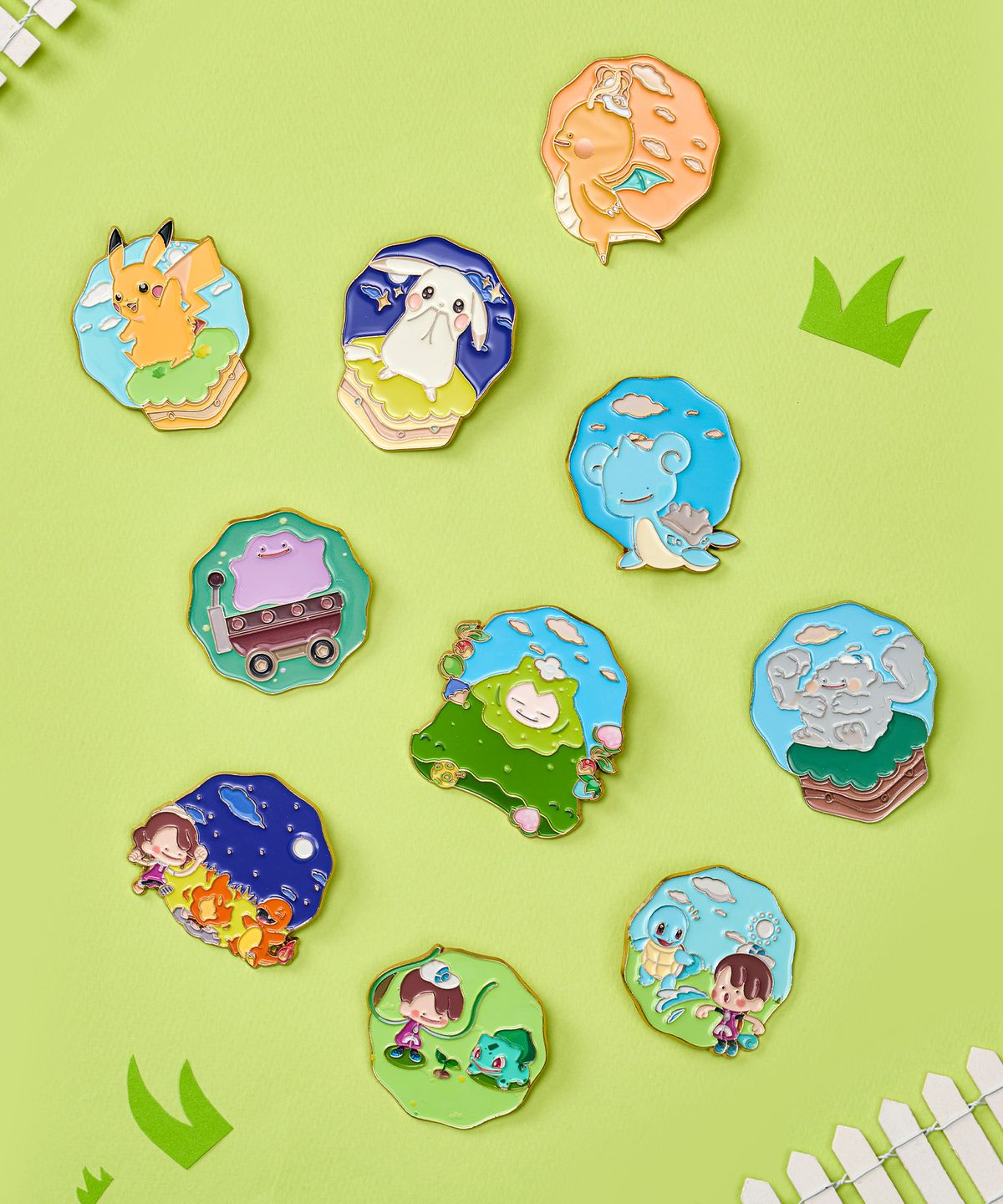 Pokemon Pokopia Metal Pin Badge(10 types, Random)