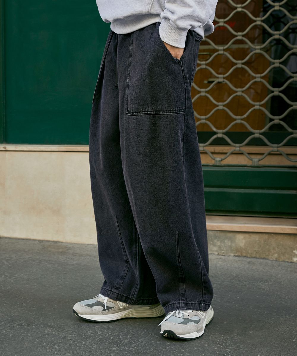 Washed Fatigue Balloon Denim Pants