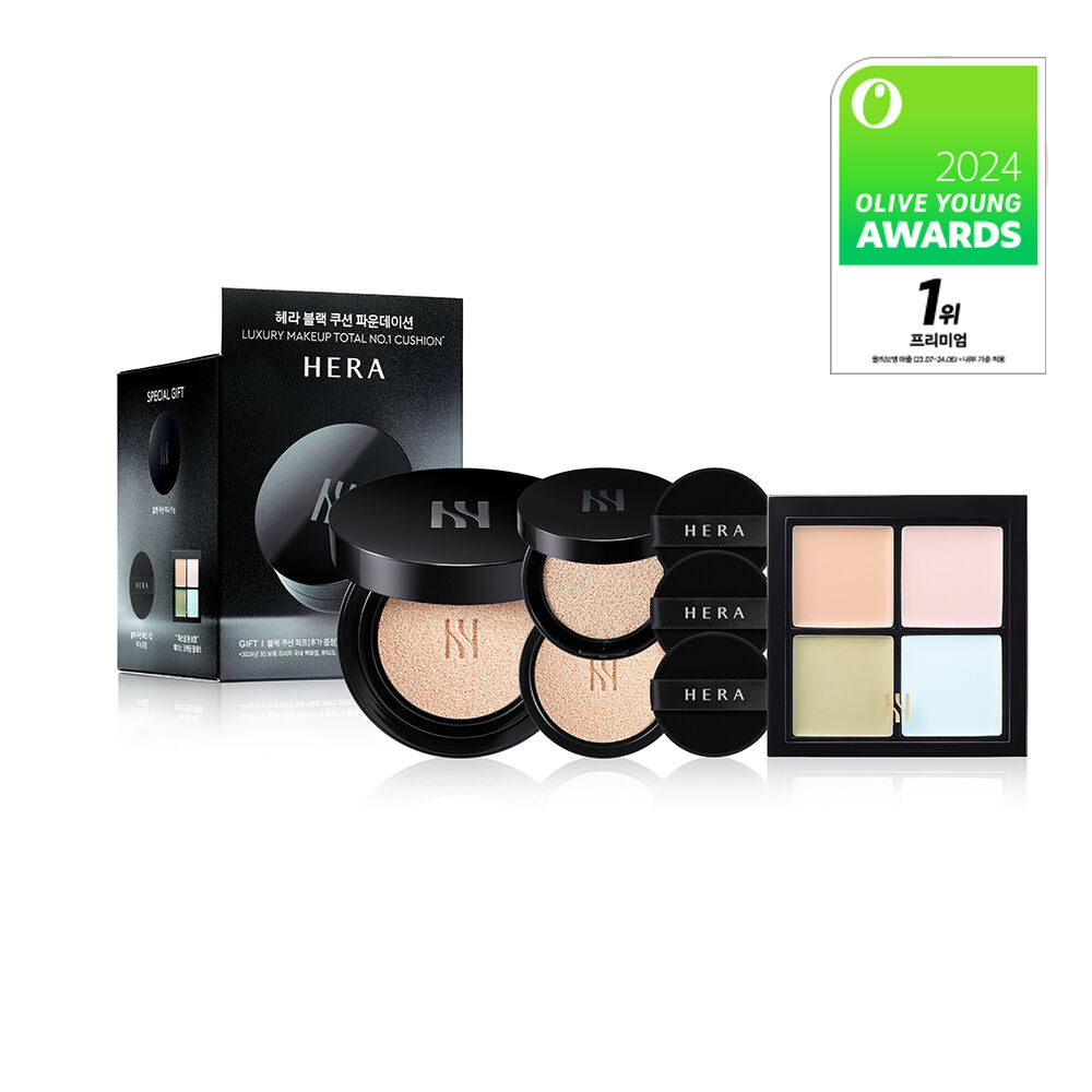 Hera Black Cushion Main Product 15g + Refill 15g (+ Mini Cushion 21N+Palette+Puff 1 Sheet