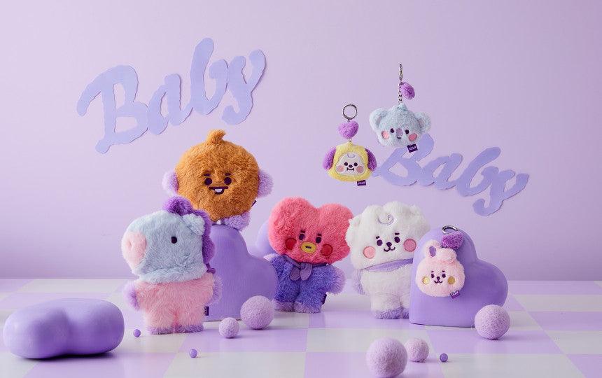 Line Friends BT21 Baby Flat Fur Purple Heart Edition Face Bag Charm Doll - Kgift.shop