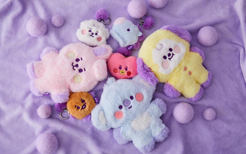 Line Friends BT21 Baby Flat Fur Purple Heart Edition Face Bag Charm Doll - Kgift.shop