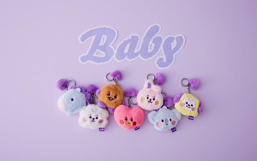 Line Friends BT21 Baby Flat Fur Purple Heart Edition Face Bag Charm Doll - Kgift.shop