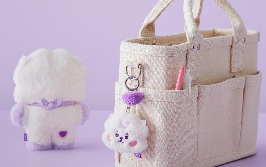 Line Friends BT21 Baby Flat Fur Purple Heart Edition Face Bag Charm Doll - Kgift.shop