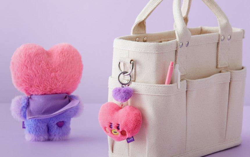 Line Friends BT21 Baby Flat Fur Purple Heart Edition Face Bag Charm Doll - Kgift.shop