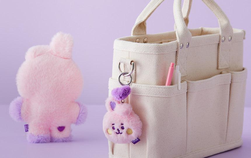Line Friends BT21 Baby Flat Fur Purple Heart Edition Face Bag Charm Doll - Kgift.shop