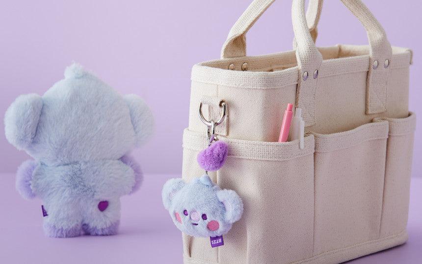 Line Friends BT21 Baby Flat Fur Purple Heart Edition Face Bag Charm Doll - Kgift.shop