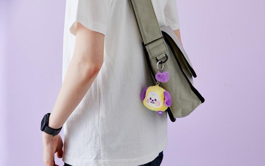 Line Friends BT21 Baby Flat Fur Purple Heart Edition Face Bag Charm Doll - Kgift.shop