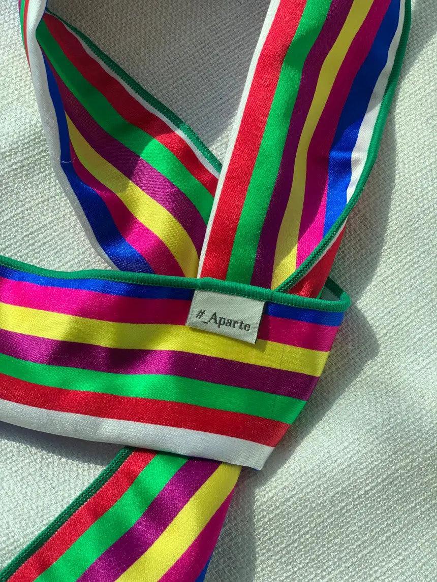 Handmade Traditional Hanbok Fabric Vivid Multicolored stripes Wire Hairband Shop Aparte