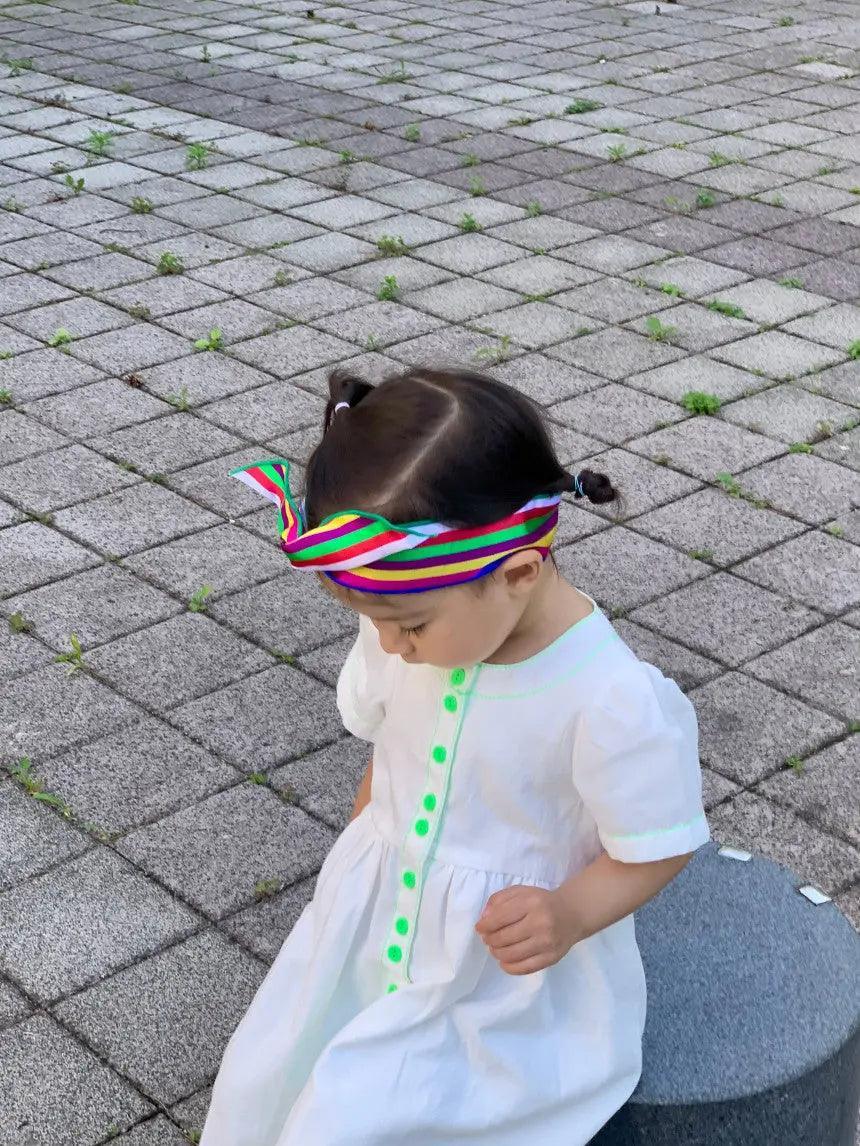 Handmade Traditional Hanbok Fabric Vivid Multicolored stripes Wire Hairband Shop Aparte