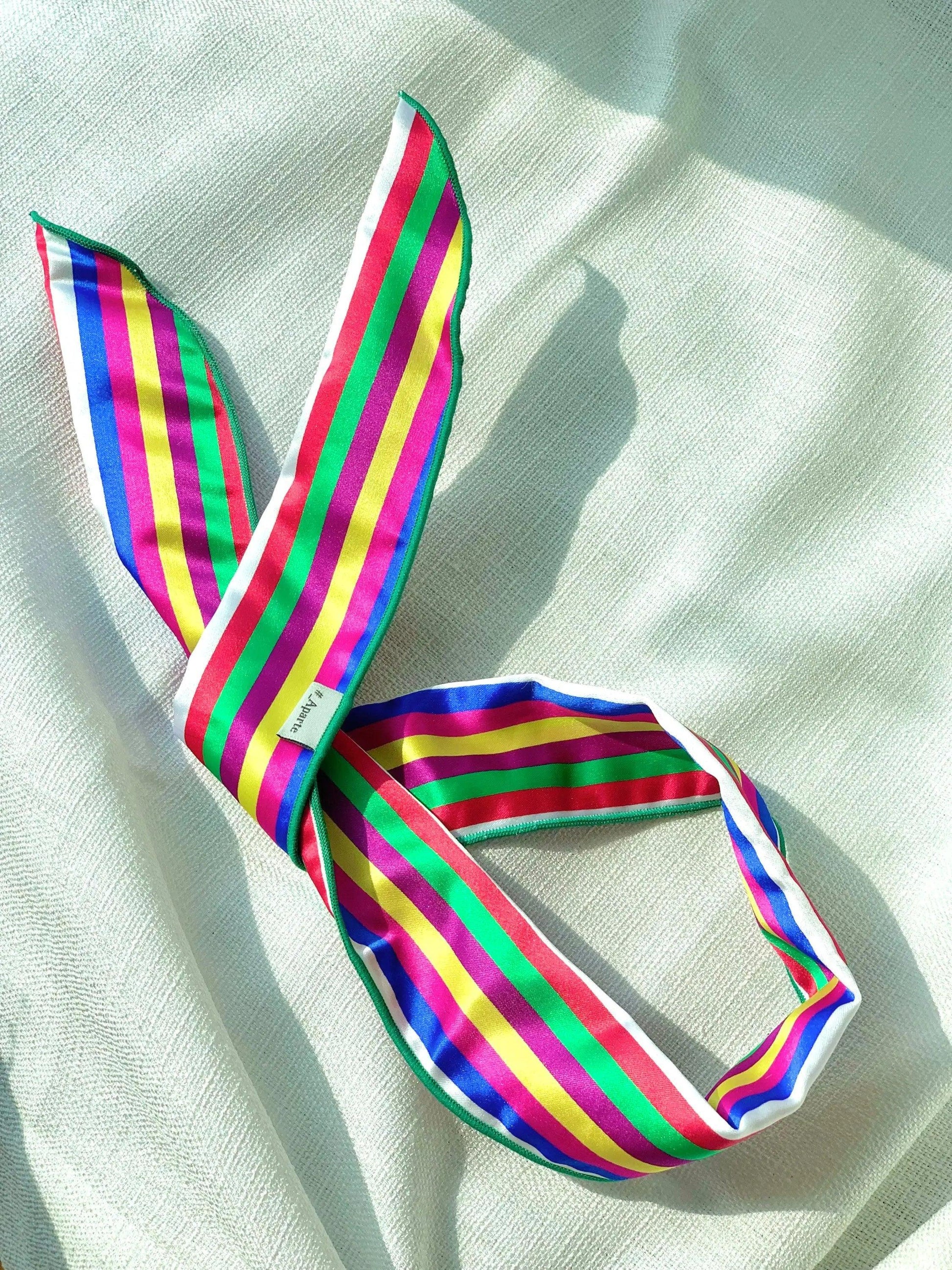 Handmade Traditional Hanbok Fabric Vivid Multicolored stripes Wire Hairband Shop Aparte