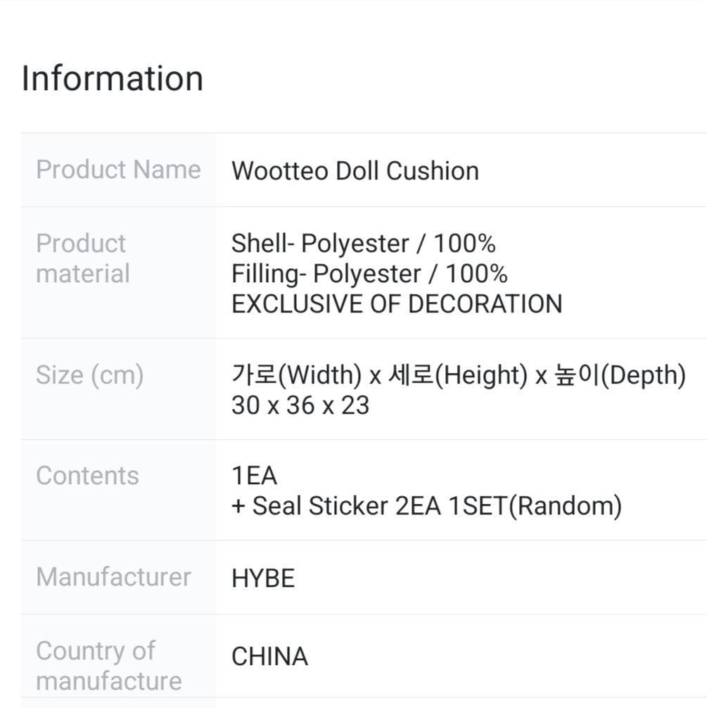 Wootteo Doll Cushion Big Hit