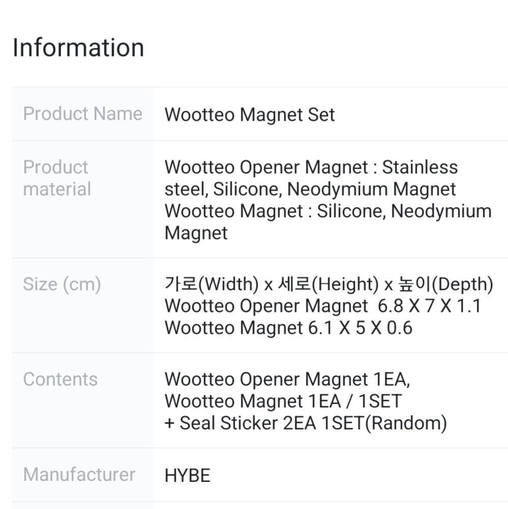 Wootteo Magnet Set Big Hit