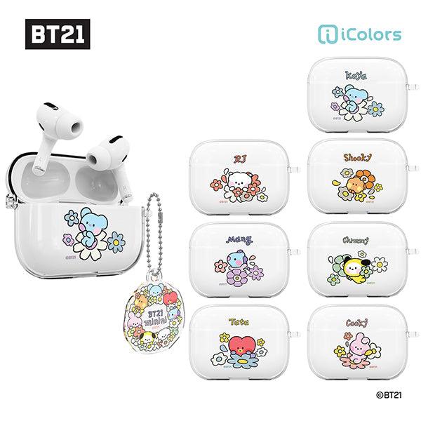 BT21 Minini Happy Flower AirPods Pro Keyring Set Transparent Slim Case - Kgift.shop